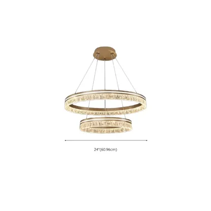 Gold Crystal Circular Metal Chandelier Modern Design Image - 25