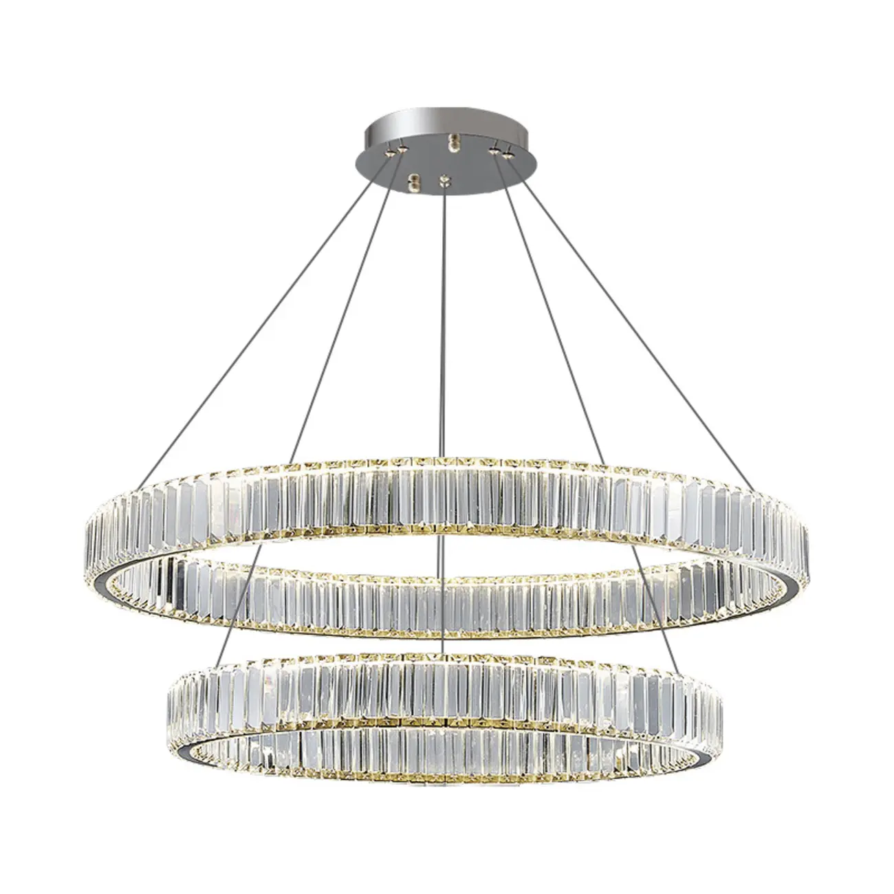 Gold Glass Circular Crystal Modern Chandelier Light Image - 4 | homeyfad