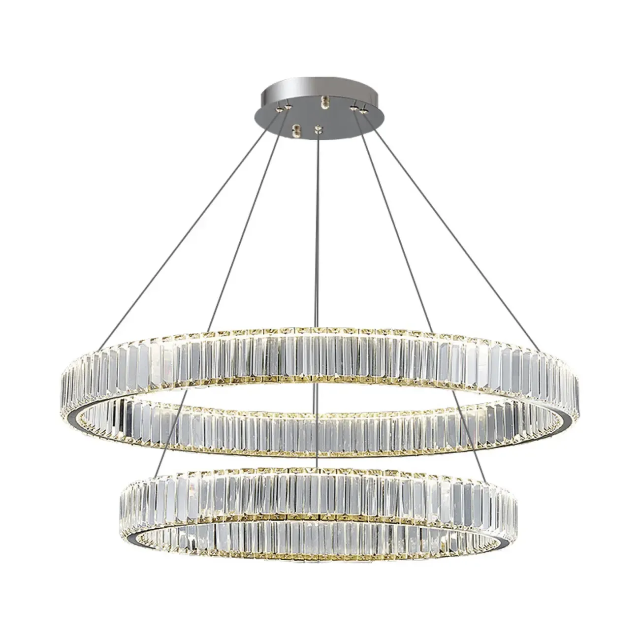 Gold Glass Circular Crystal Modern Chandelier Light Image - 4