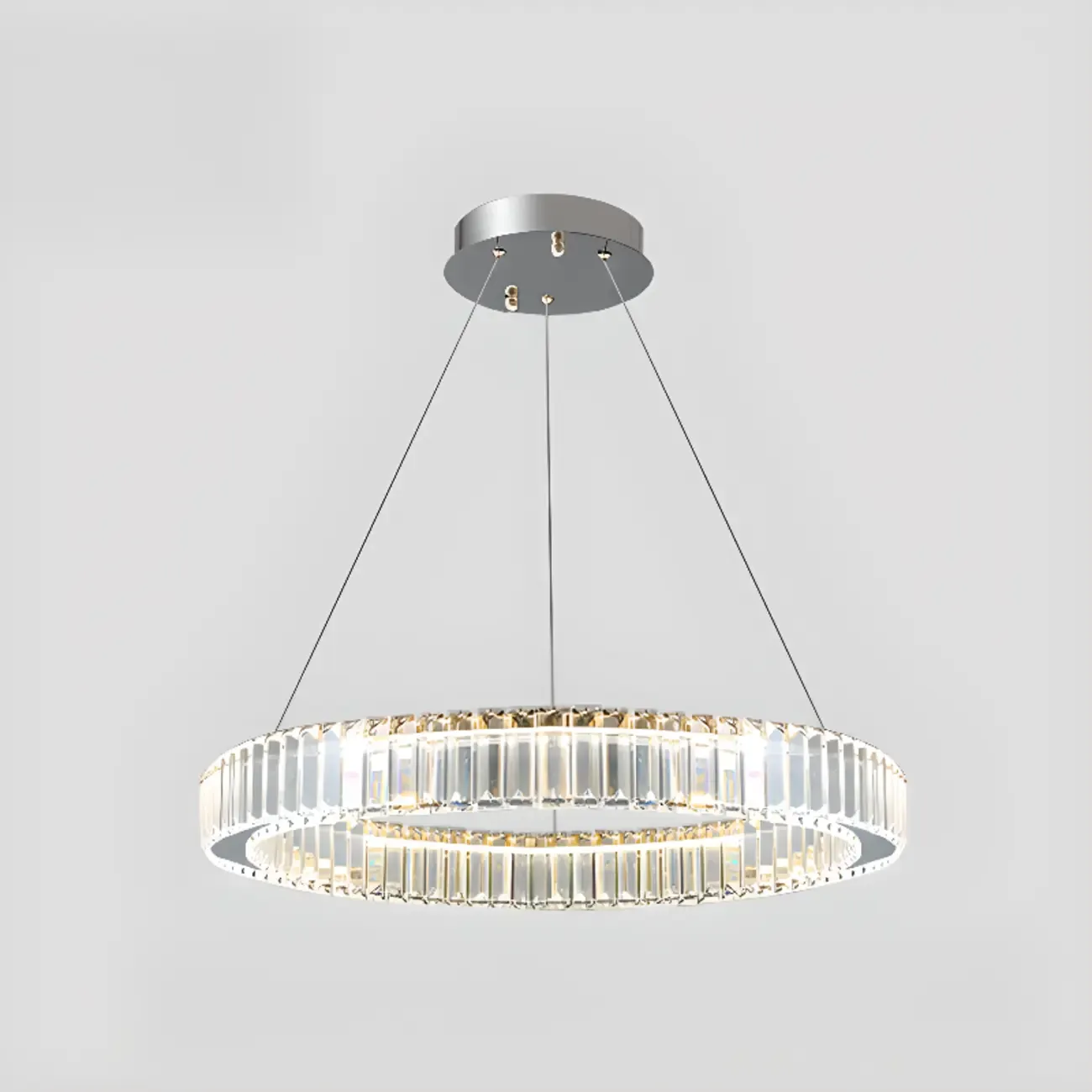 Gold Glass Circular Crystal Modern Chandelier Light Image - 6