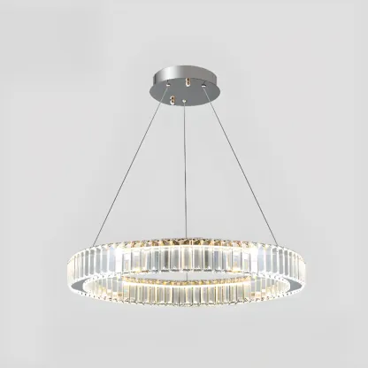 Gold Glass Circular Crystal Modern Chandelier Light Image - 6