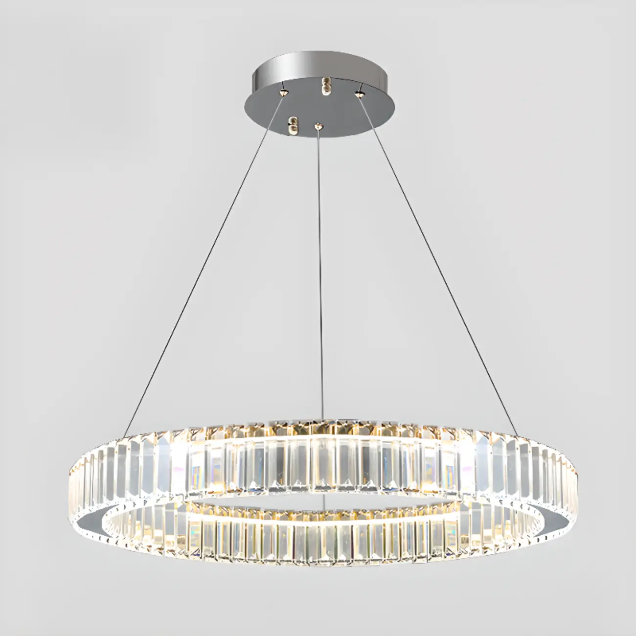 Gold Glass Circular Crystal Modern Chandelier Light Image - 7 | homeyfad
