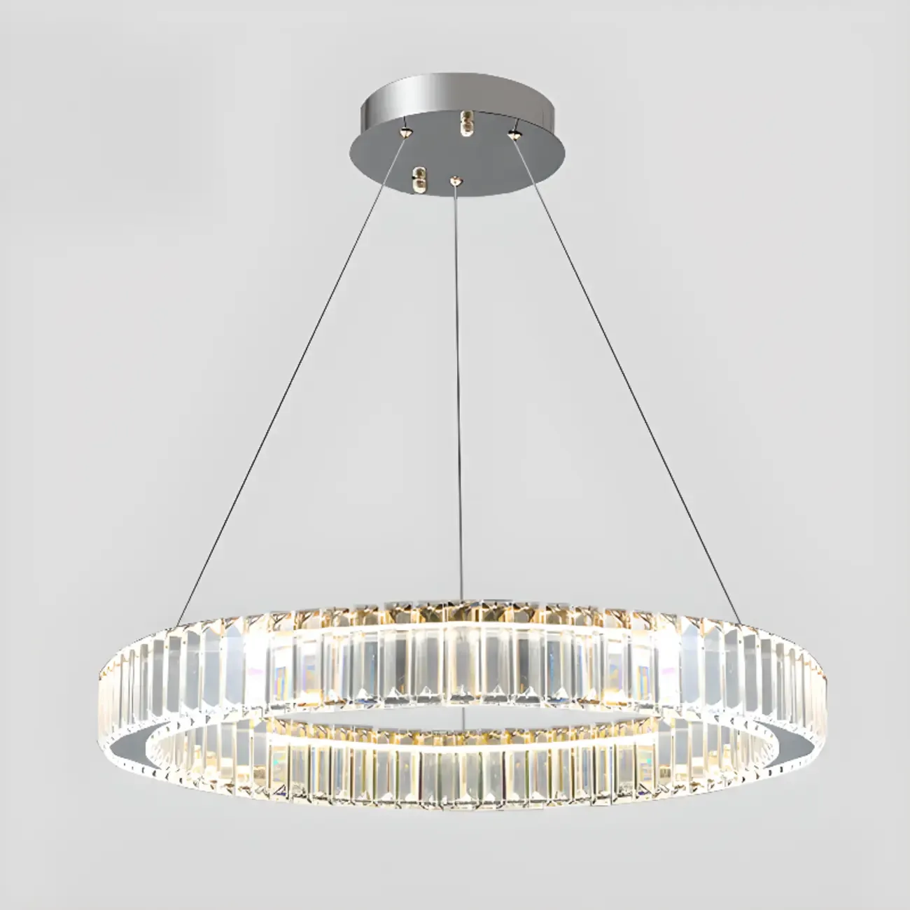 Gold Glass Circular Crystal Modern Chandelier Light Image - 7