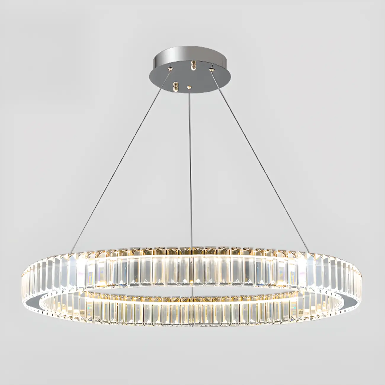 Gold Glass Circular Crystal Modern Chandelier Light Image - 8 | homeyfad