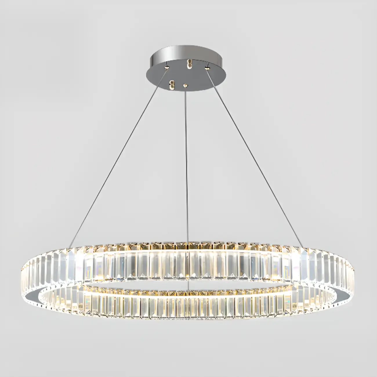 Gold Glass Circular Crystal Modern Chandelier Light Image - 8