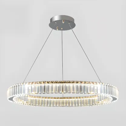 Gold Glass Circular Crystal Modern Chandelier Light Image - 8