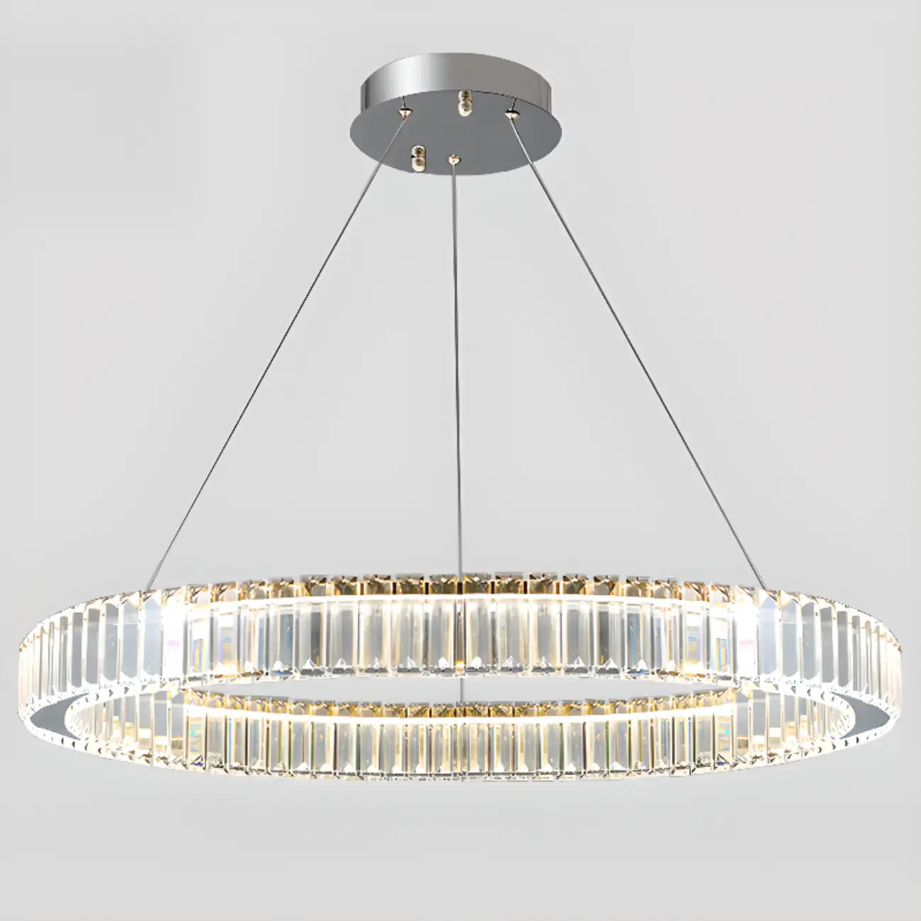 Gold Glass Circular Crystal Modern Chandelier Light Image - 9 | homeyfad