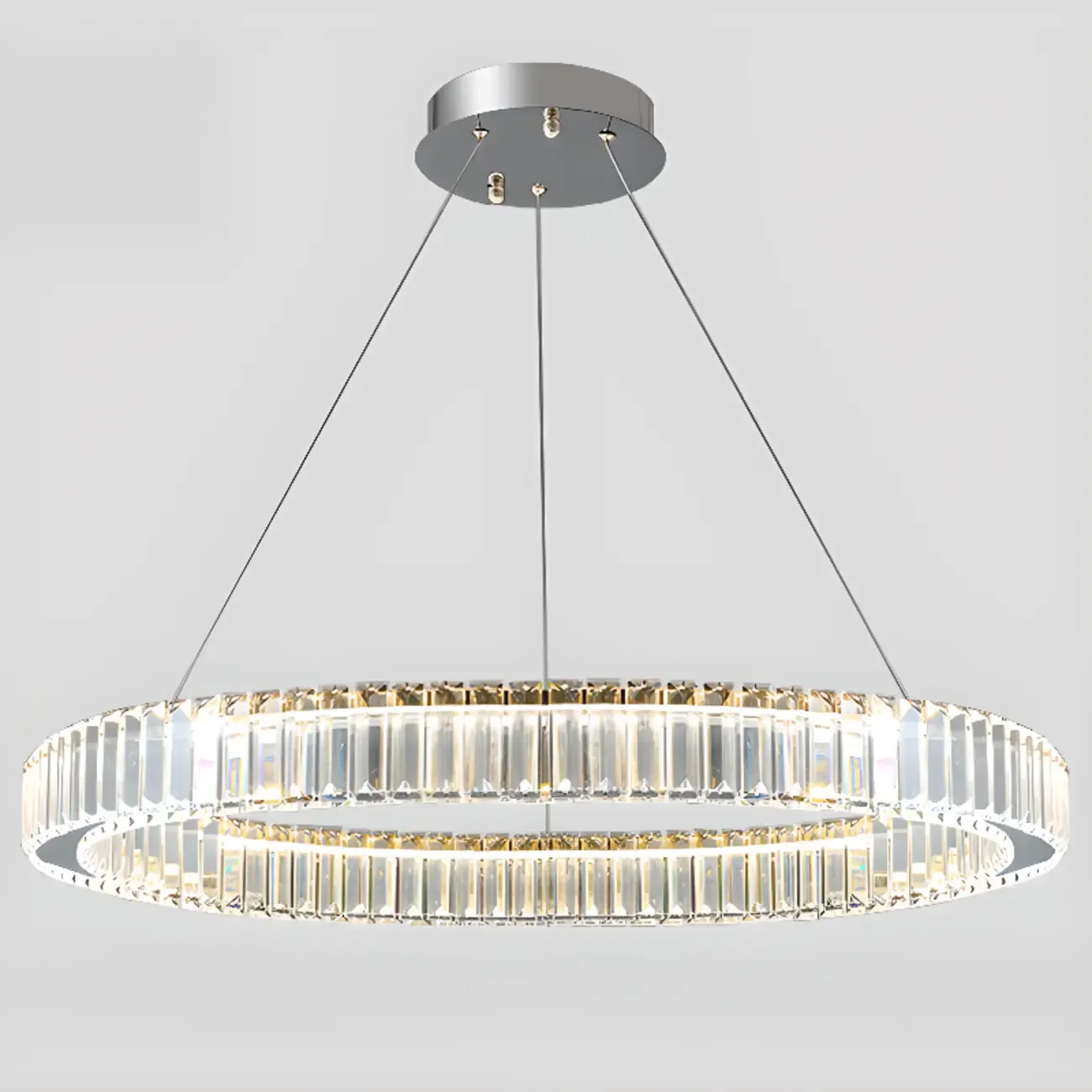 Gold Glass Circular Crystal Modern Chandelier Light Image - 9