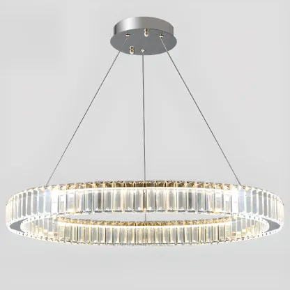 Gold Glass Circular Crystal Modern Chandelier Light Image - 9
