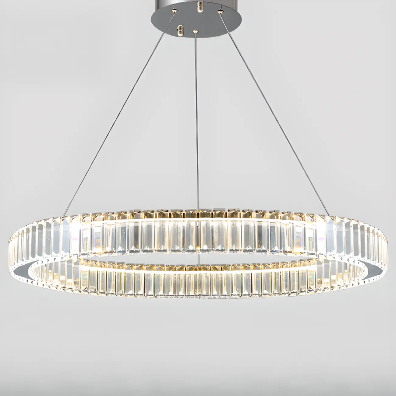 Gold Glass Circular Crystal Modern Chandelier Light Image - 10 | homeyfad