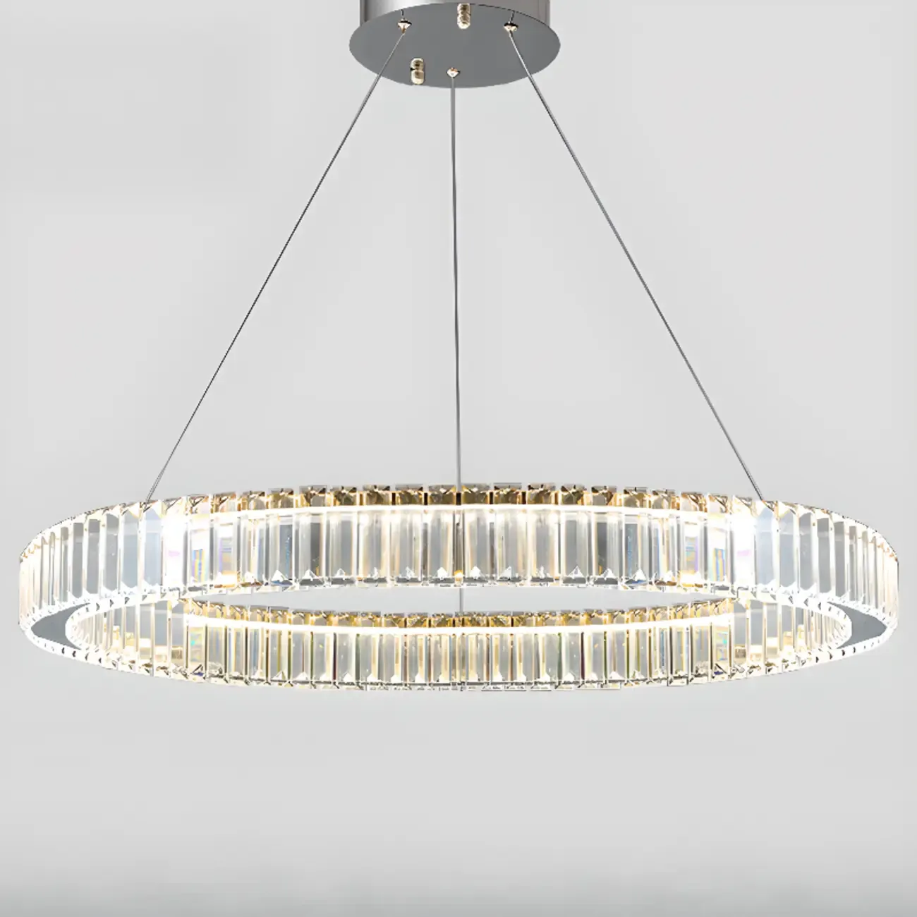 Gold Glass Circular Crystal Modern Chandelier Light Image - 10