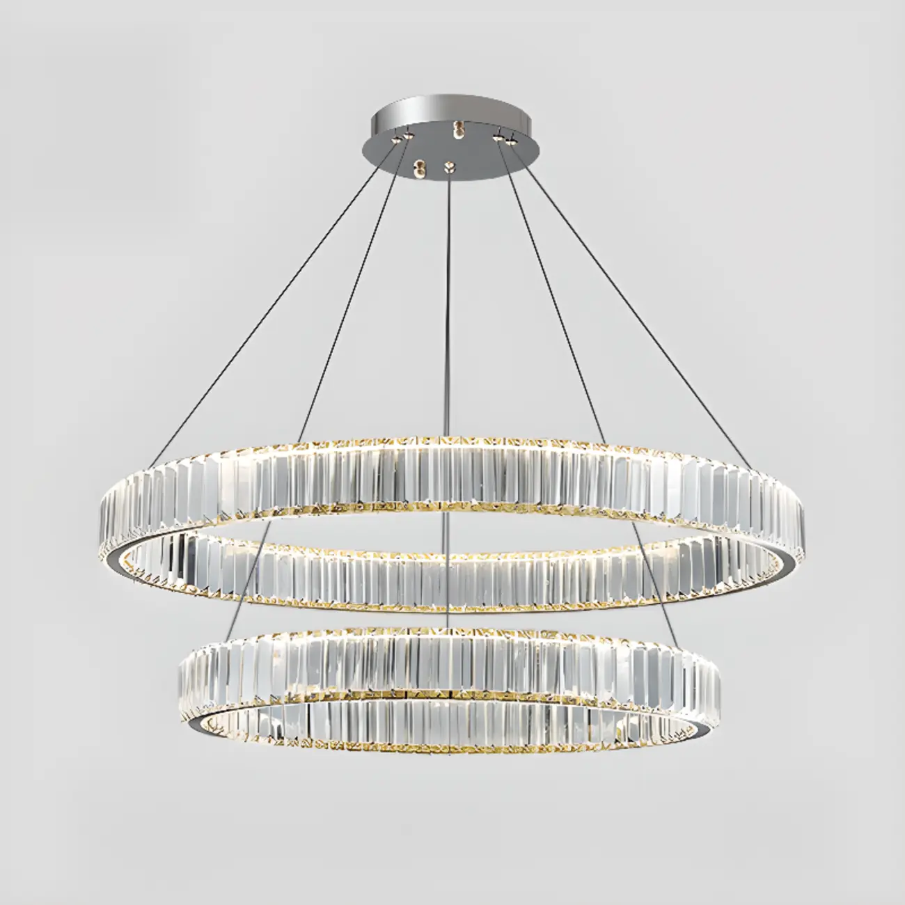 Gold Glass Circular Crystal Modern Chandelier Light Image - 11 | homeyfad