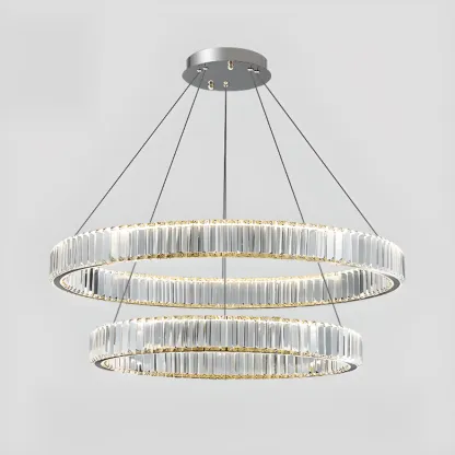 Gold Glass Circular Crystal Modern Chandelier Light Image - 11