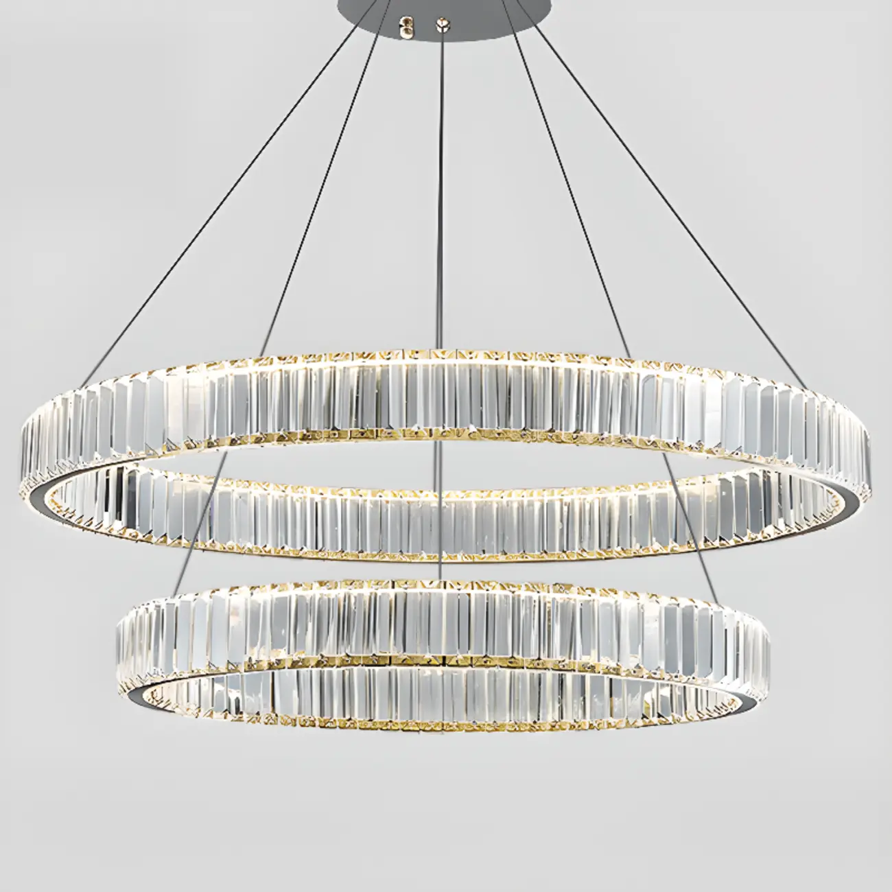 Gold Glass Circular Crystal Modern Chandelier Light Image - 12 | homeyfad