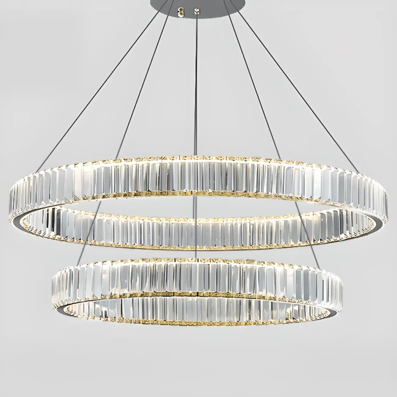 Gold Glass Circular Crystal Modern Chandelier Light Image - 12