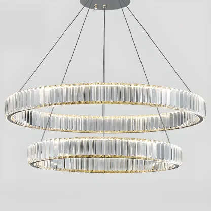 Gold Glass Circular Crystal Modern Chandelier Light Image - 12