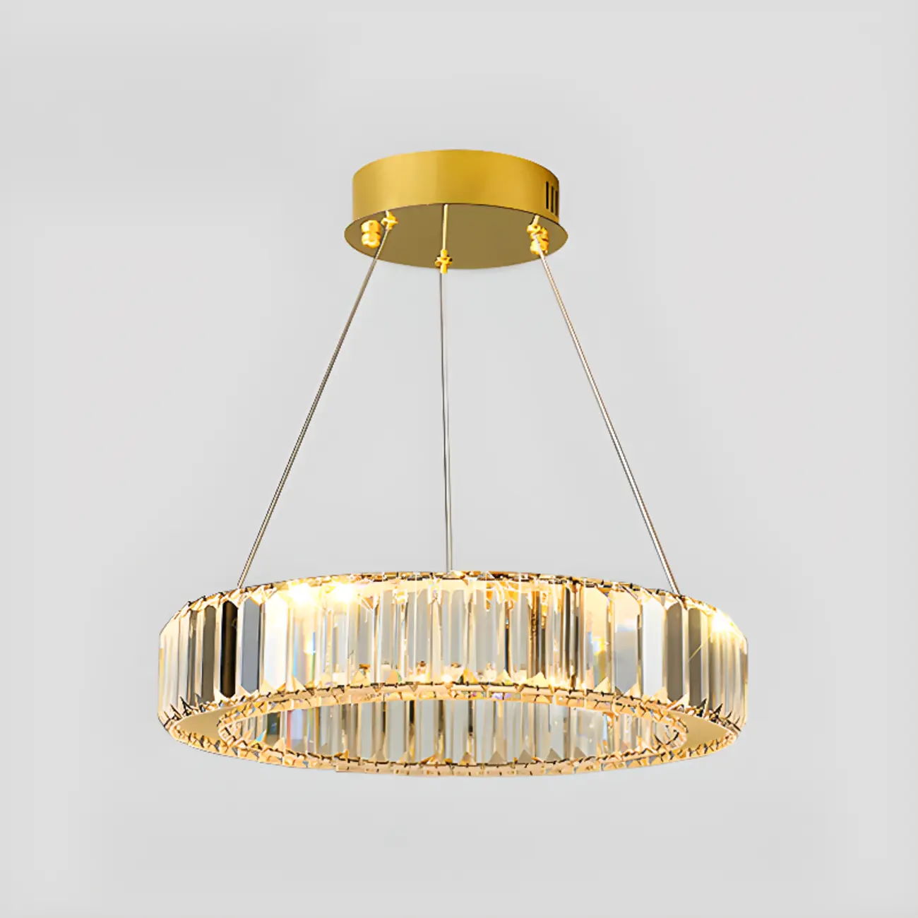 Gold Glass Circular Crystal Modern Chandelier Light Image - 13 | homeyfad