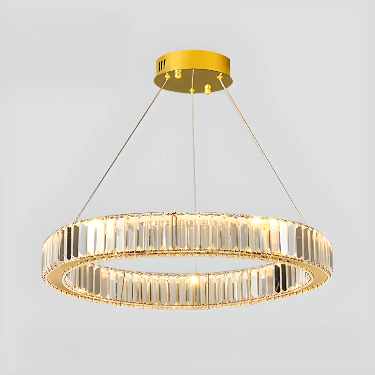 Gold Glass Circular Crystal Modern Chandelier Light Image - 14 | homeyfad