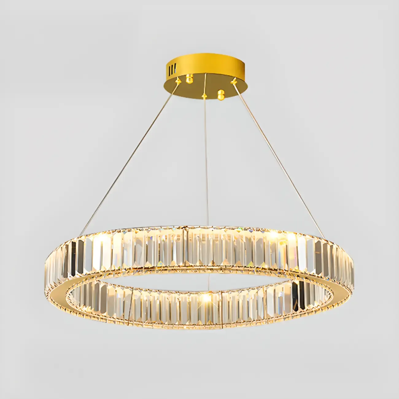 Gold Glass Circular Crystal Modern Chandelier Light Image - 14