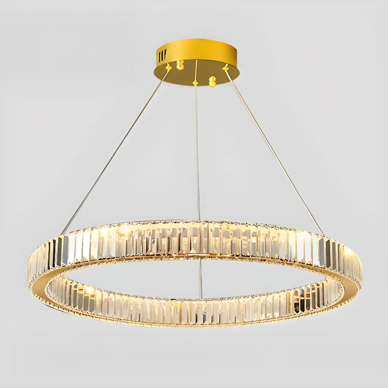 Gold Glass Circular Crystal Modern Chandelier Light Image - 15