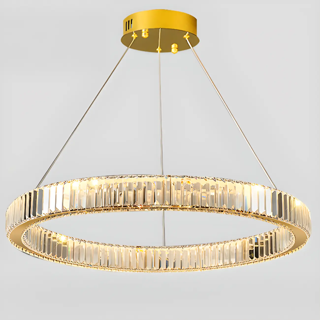 Gold Glass Circular Crystal Modern Chandelier Light Image - 16 | homeyfad