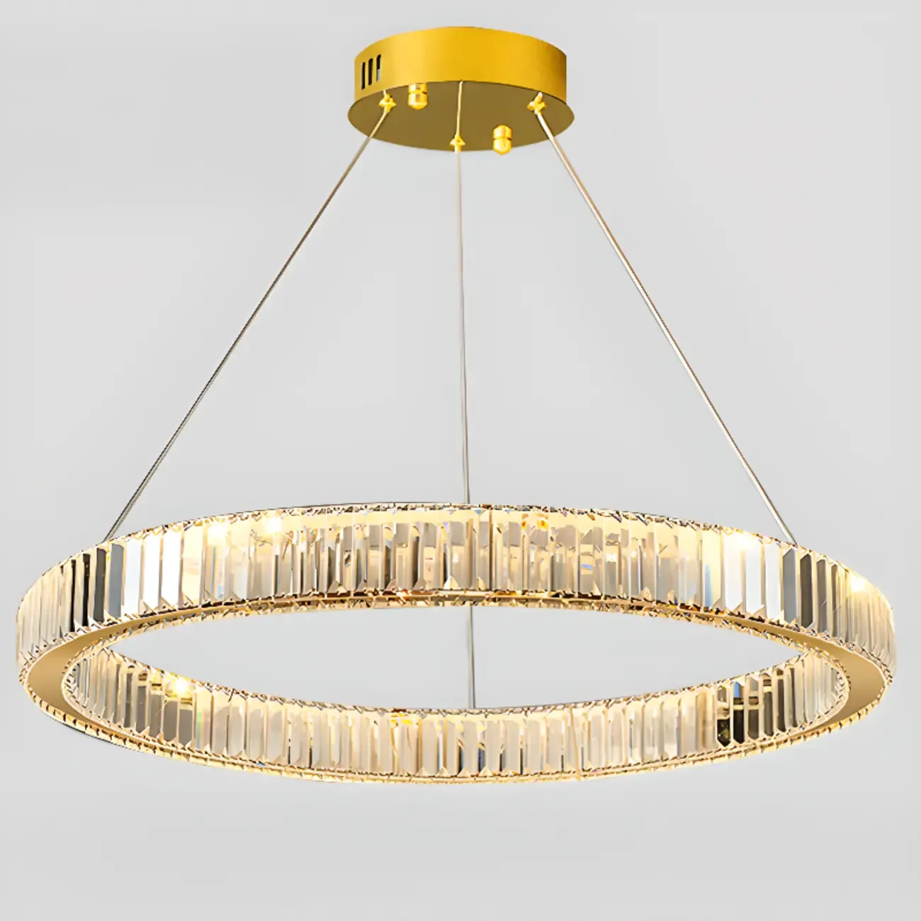 Gold Glass Circular Crystal Modern Chandelier Light Image - 16