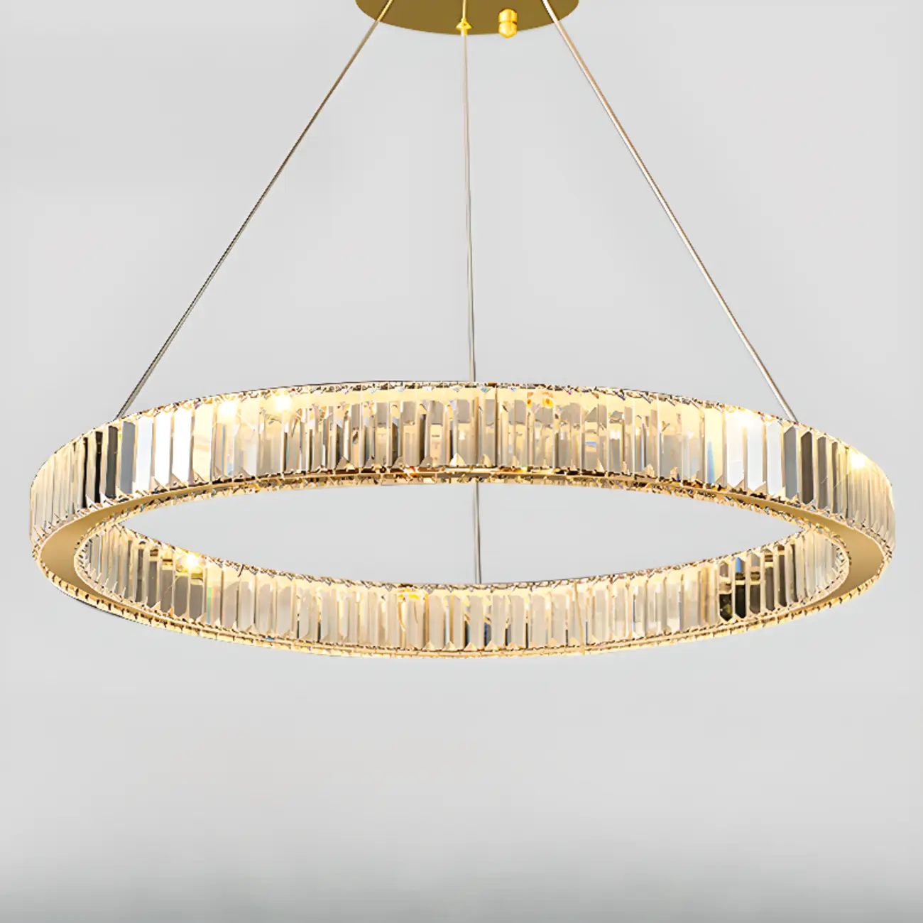 Gold Glass Circular Crystal Modern Chandelier Light Image - 17 | homeyfad