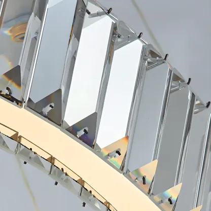 Gold Glass Circular Crystal Modern Chandelier Light Image - 20