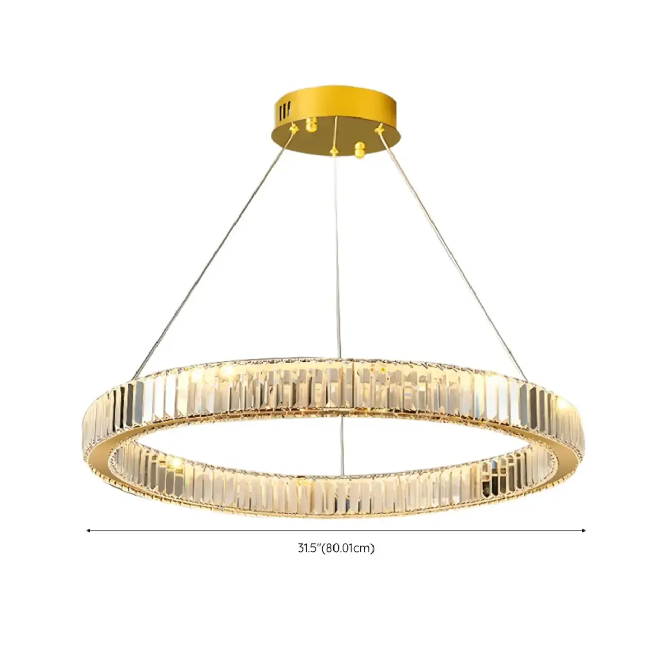 Gold Glass Circular Crystal Modern Chandelier Light Image - 25
