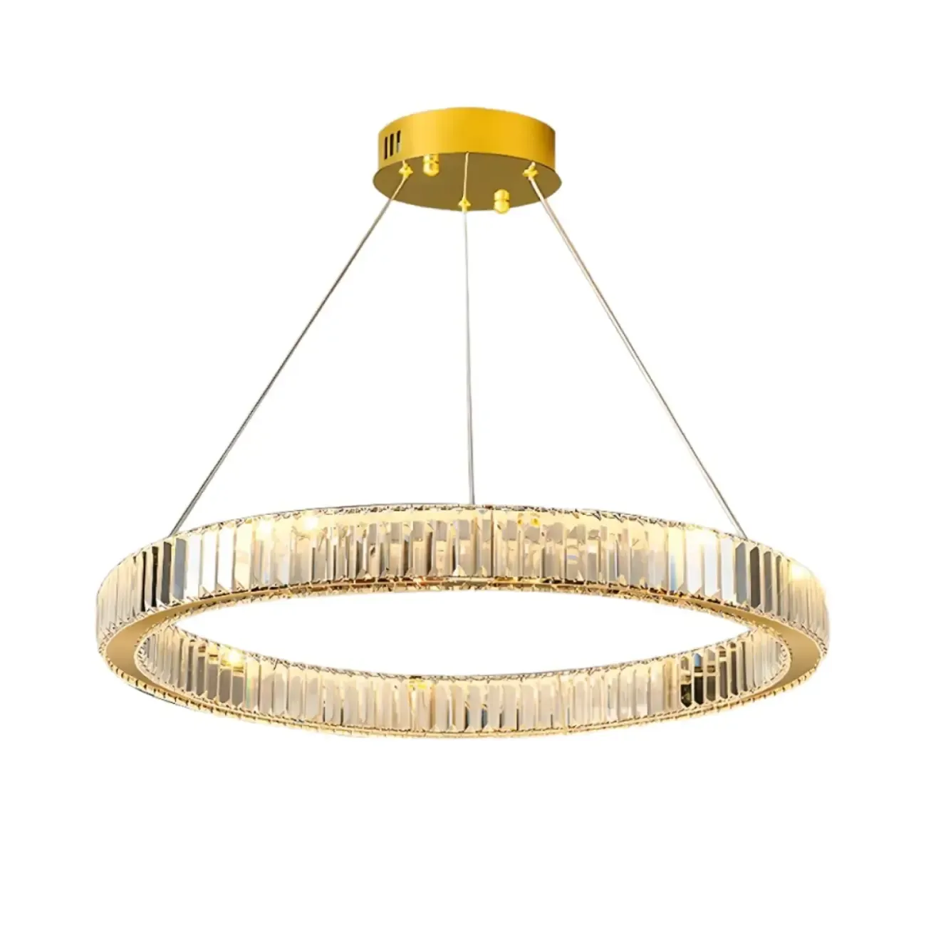 Gold Glass Circular Crystal Modern Chandelier Light Image - 26