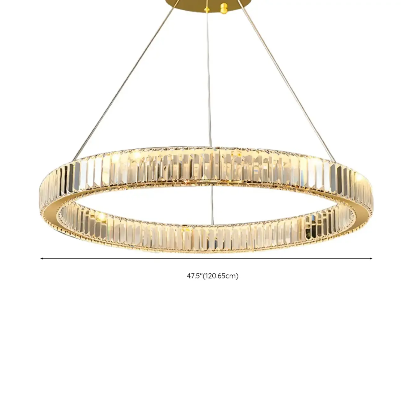 Gold Glass Circular Crystal Modern Chandelier Light Image - 27