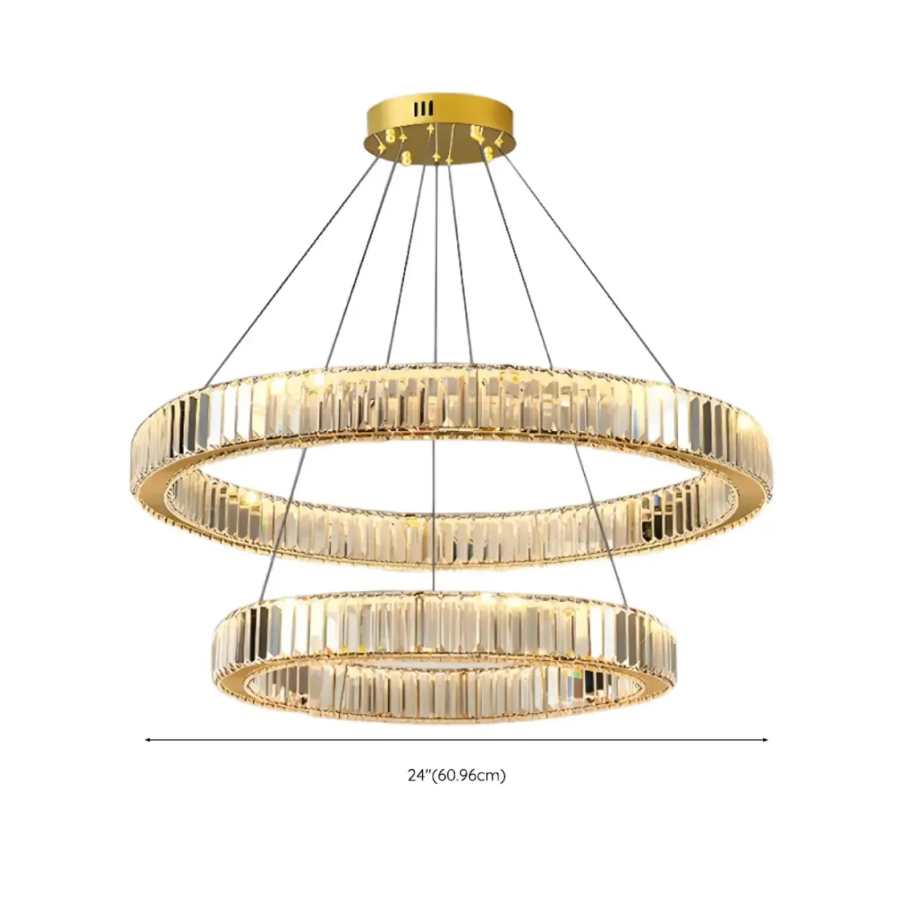 Gold Glass Circular Crystal Modern Chandelier Light Image - 28