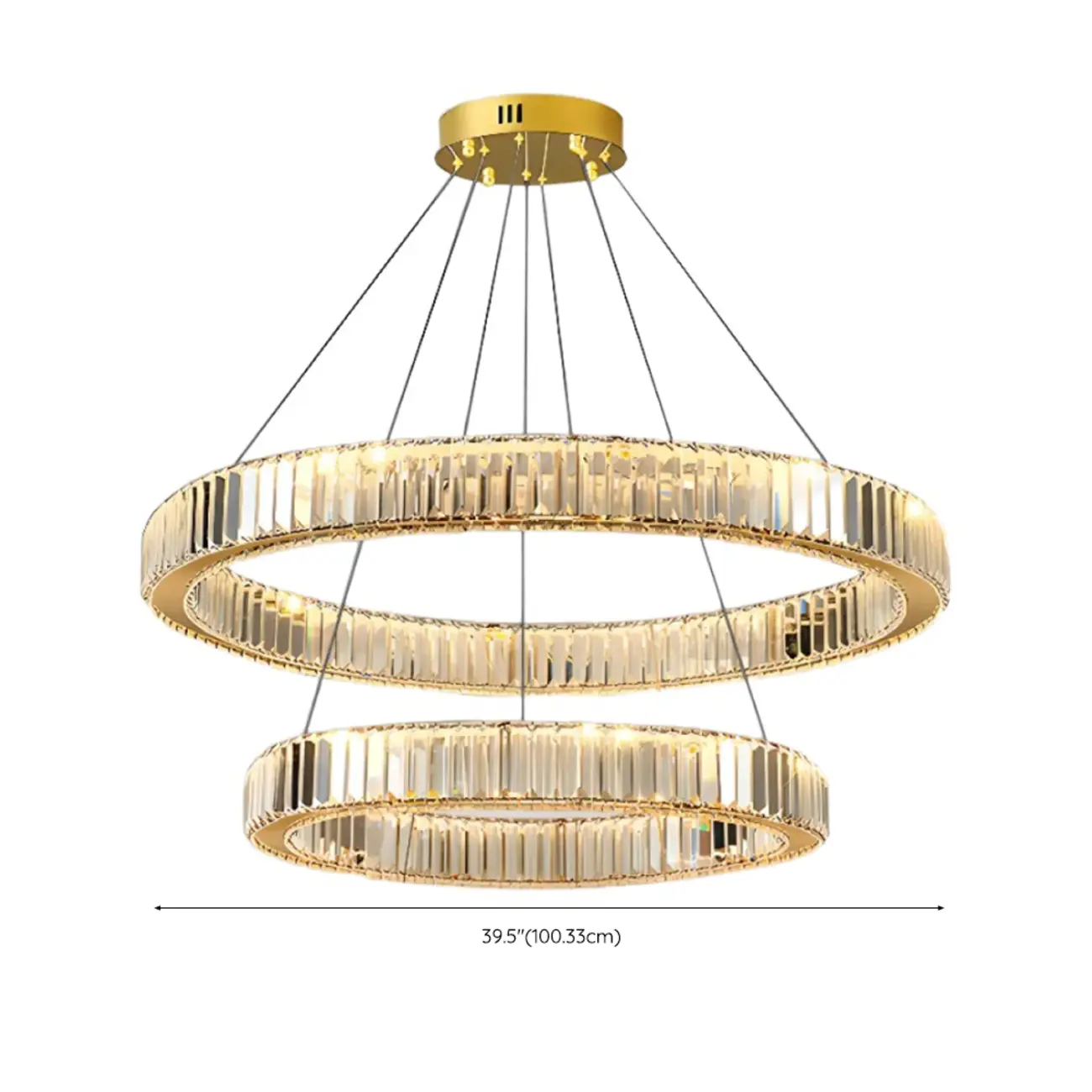 Gold Glass Circular Crystal Modern Chandelier Light Image - 29 | homeyfad