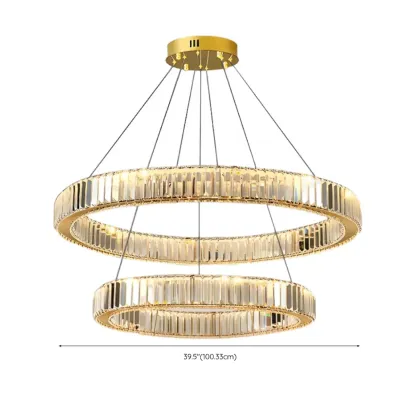 Gold Glass Circular Crystal Modern Chandelier Light Image - 29
