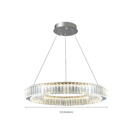 Gold Glass Circular Crystal Modern Chandelier Light Image - 30