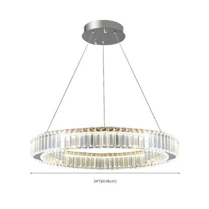 Gold Glass Circular Crystal Modern Chandelier Light Image - 31