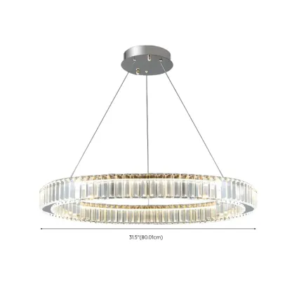 Gold Glass Circular Crystal Modern Chandelier Light Image - 32