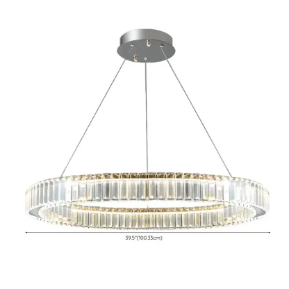 Gold Glass Circular Crystal Modern Chandelier Light Image - 33
