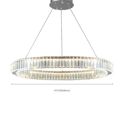 Gold Glass Circular Crystal Modern Chandelier Light Image - 34