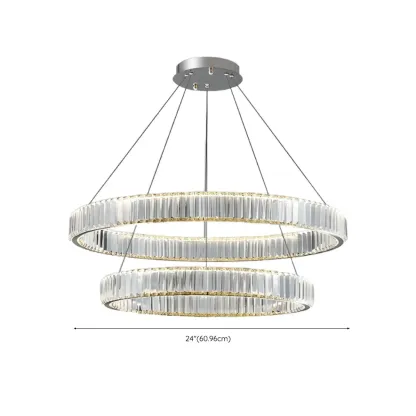 Gold Glass Circular Crystal Modern Chandelier Light Image - 35