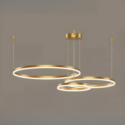 Modern Gold Multi-Circle Tiered Metal Ring LED Chandelier Image - 6