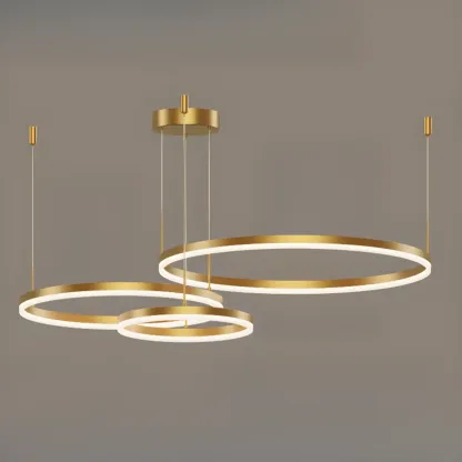 Modern Gold Multi-Circle Tiered Metal Ring LED Chandelier Image - 7