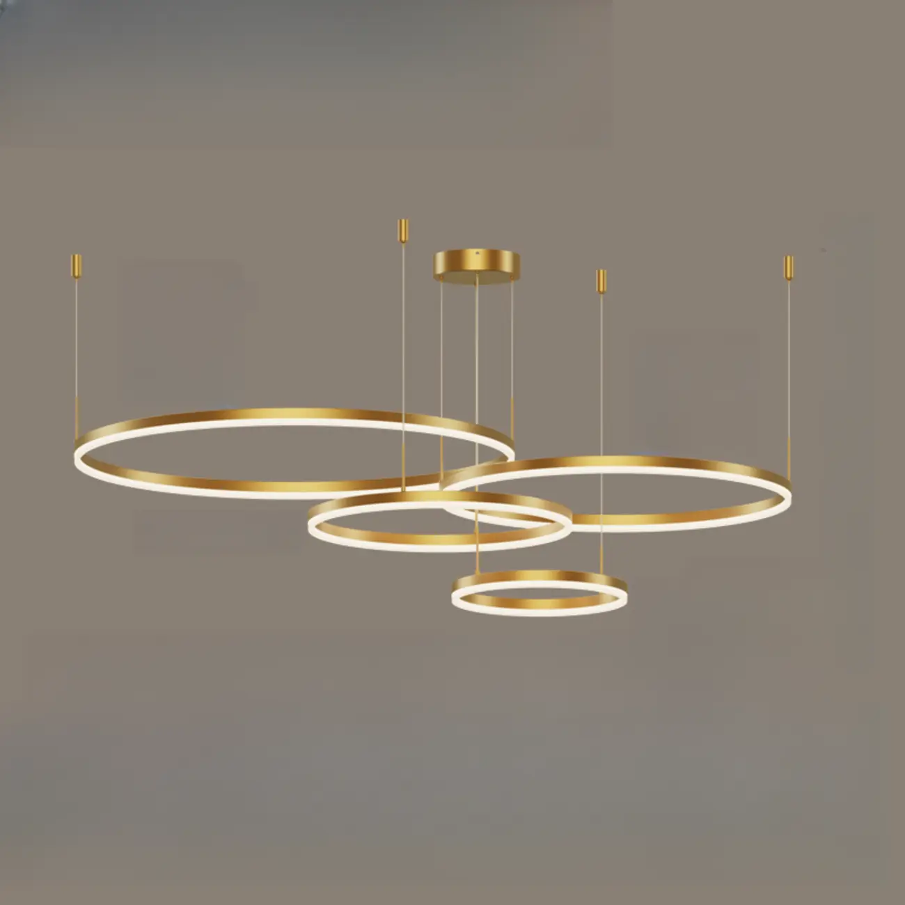 Modern Gold Multi-Circle Tiered Metal Ring LED Chandelier Image - 8 | homeyfad