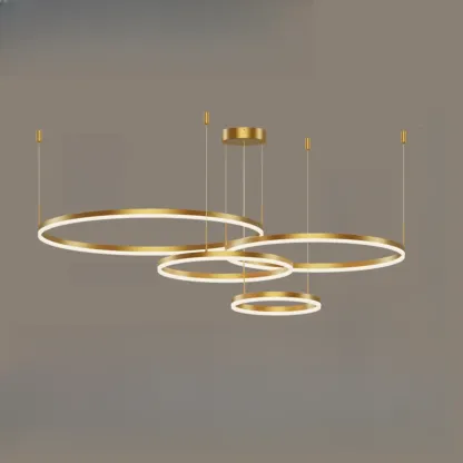 Modern Gold Multi-Circle Tiered Metal Ring LED Chandelier Image - 8