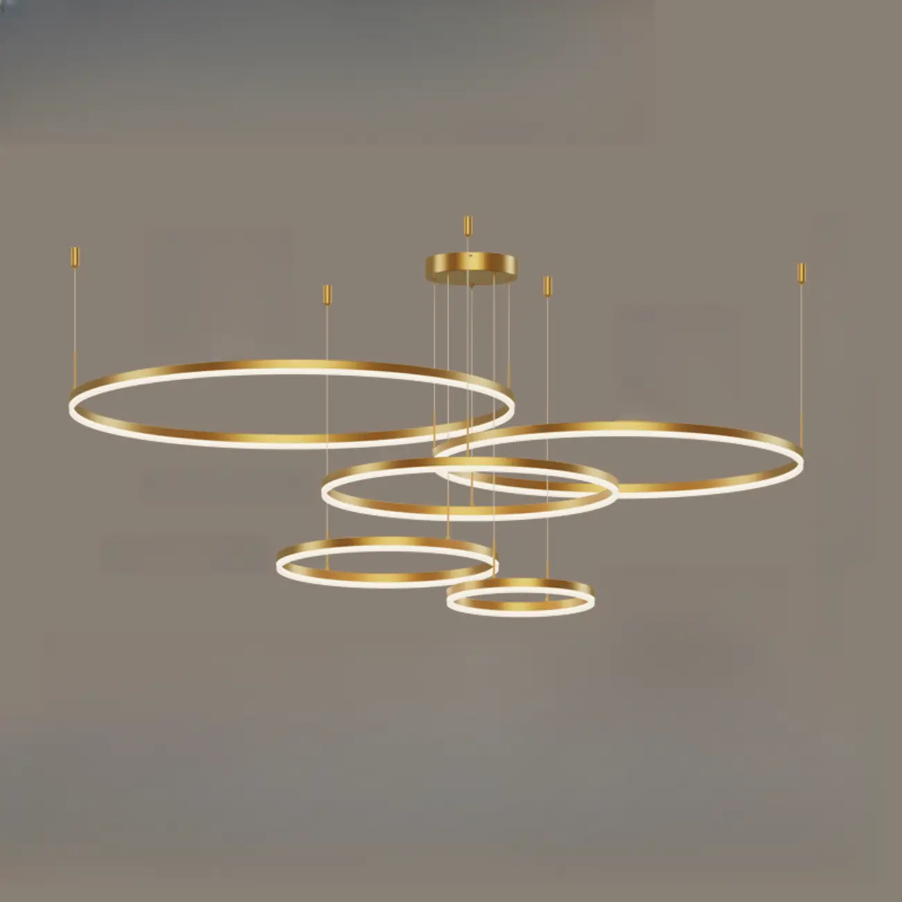 Modern Gold Multi-Circle Tiered Metal Ring LED Chandelier Image - 9 | homeyfad