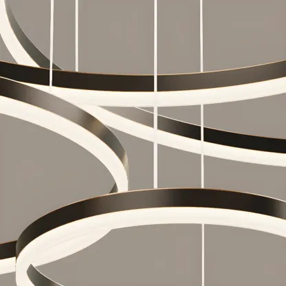 Modern Gold Multi-Circle Tiered Metal Ring LED Chandelier Image - 10