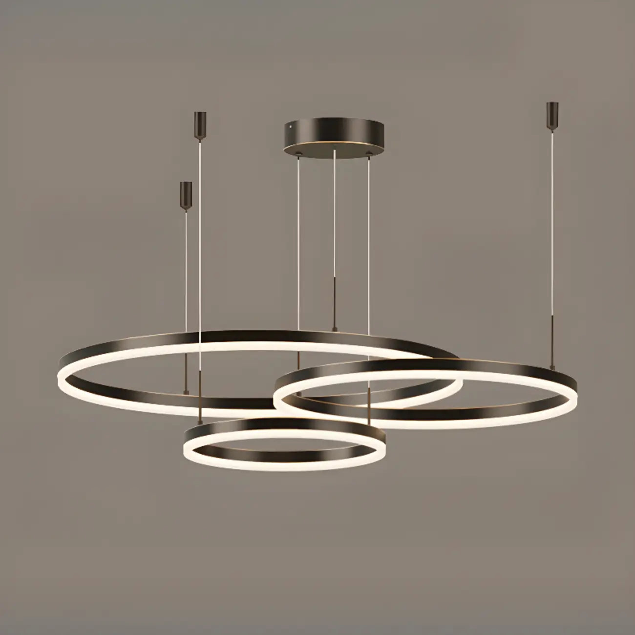 Modern Gold Multi-Circle Tiered Metal Ring LED Chandelier Image - 11 | homeyfad