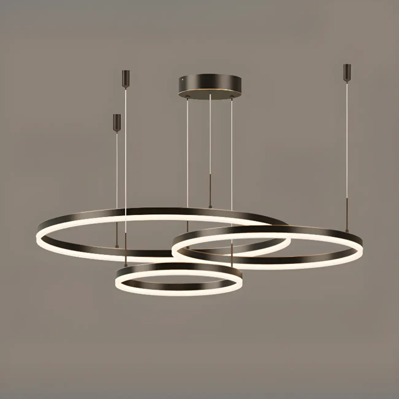 Modern Gold Multi-Circle Tiered Metal Ring LED Chandelier Image - 11