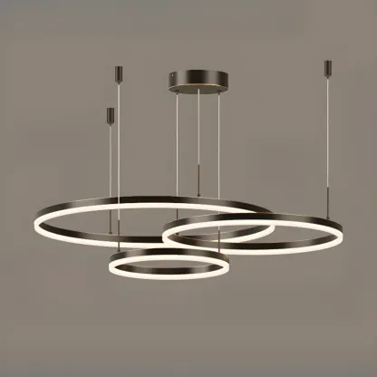Modern Gold Multi-Circle Tiered Metal Ring LED Chandelier Image - 11