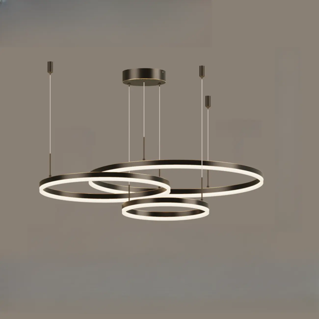 Modern Gold Multi-Circle Tiered Metal Ring LED Chandelier Image - 14 | homeyfad